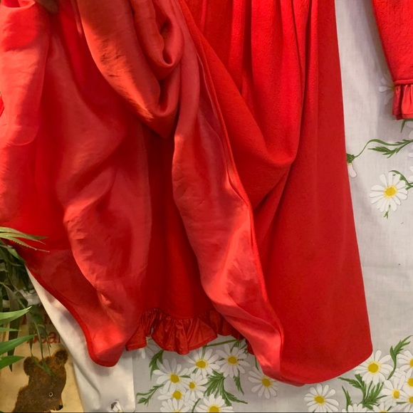 Vintage Saks Jandel red ruffle Secretary dress - Picture 7 of 16
